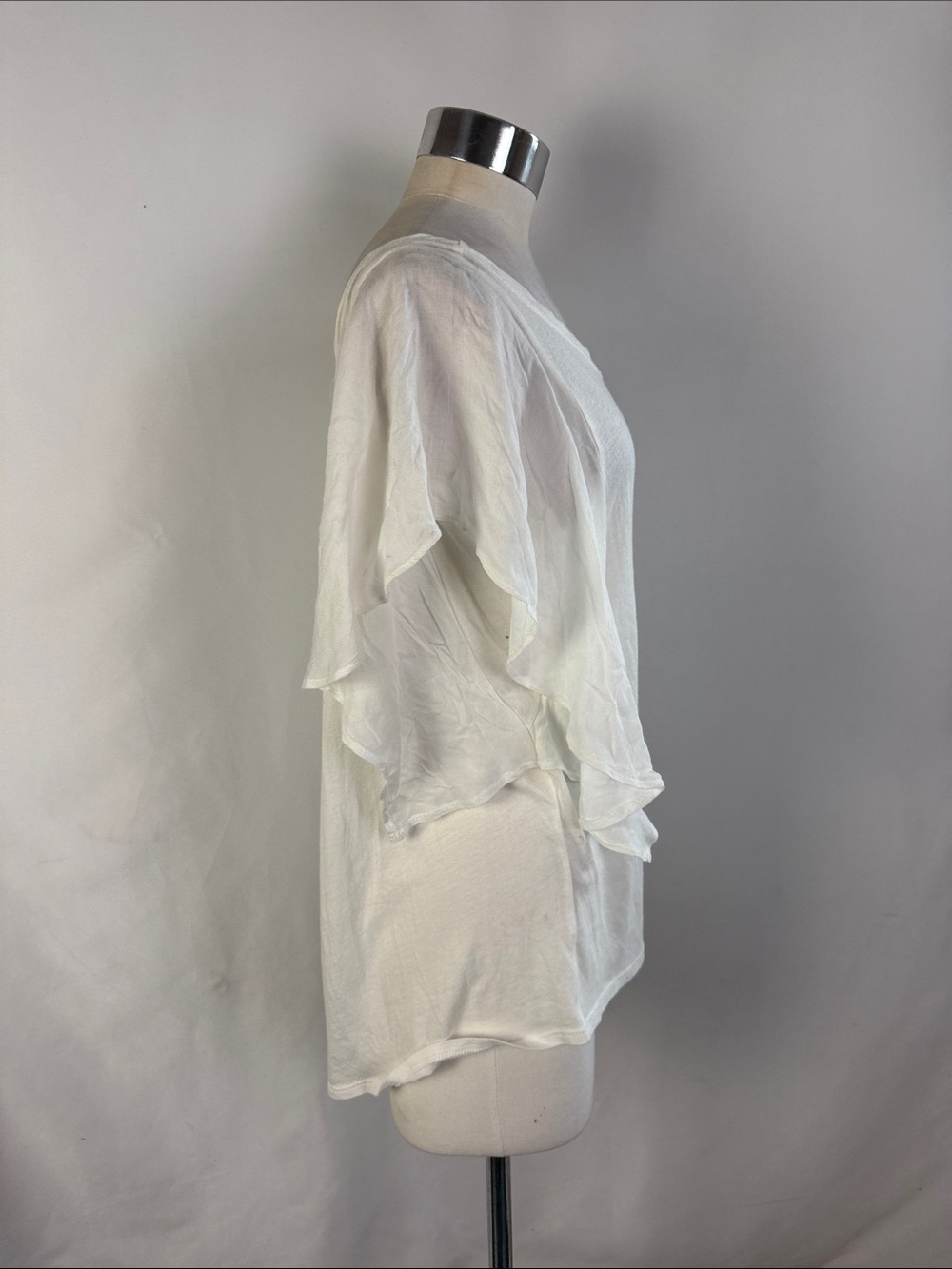 ANTHROPOLOGIE WHITE RUFFLE SLEEVE TOP - Picture 2 of 5